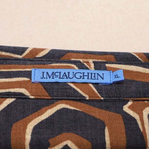 J. MCLAUGHLIN Betty Shirt Lyford Jersey Stretch Geo Print Brown Black Size XL - Picture 6 of 8